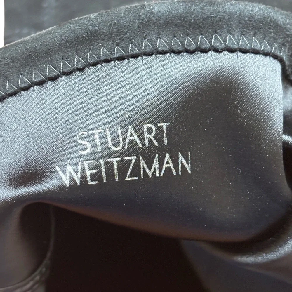Stuart Weitzman‎ Lowland Black Suede Over The Knee Boots Flat Tie Back 6.5